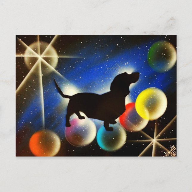 Bubbles the Dachshund Vykort (Framsida)