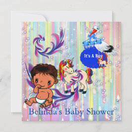 Bubbles & Unicorns Butterfly-inbjudan från pojke Anteckningskort