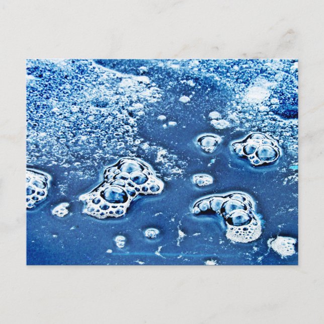 Bubbles Vatten och Ice-vykort för blå Abstrakt Vykort (Framsida)