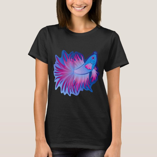 Bubblig blå betta fisk t shirt (Framsida)