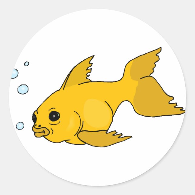 Bubblig guldfisk runt klistermärke (Framsida)