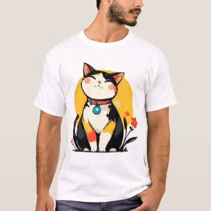 Bubblig Leende Kalico Katt Märke T Shirt