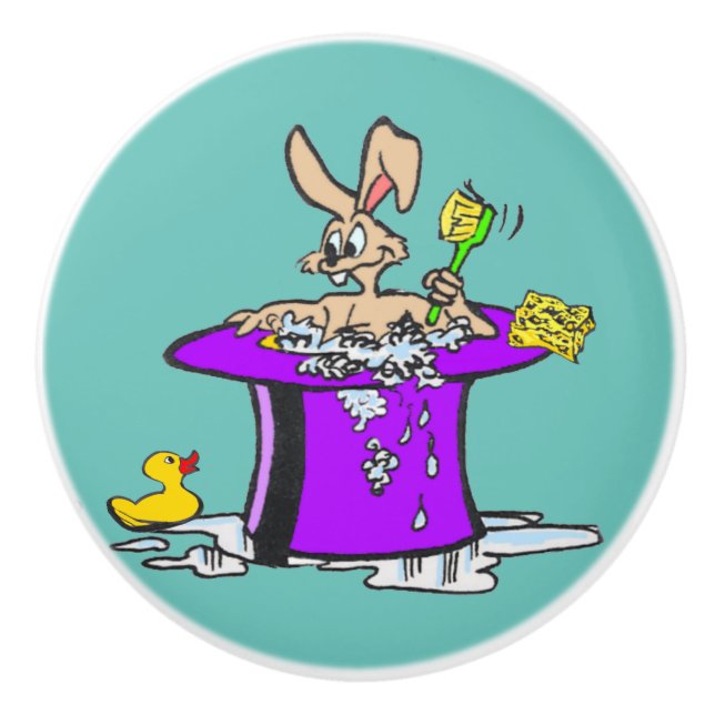 Bubbling Bunny Anpassade Ceramic pull Knopp (Framsidan)