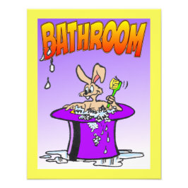 Bubbling Bunny Bathroom Poster Cust. Gräns Färg