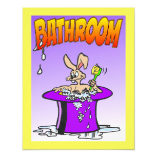Bubbling Bunny Bathroom Poster Cust. Gräns Färg