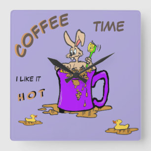 Bubbling Bunny Coffee Älskare Cust. Klocka