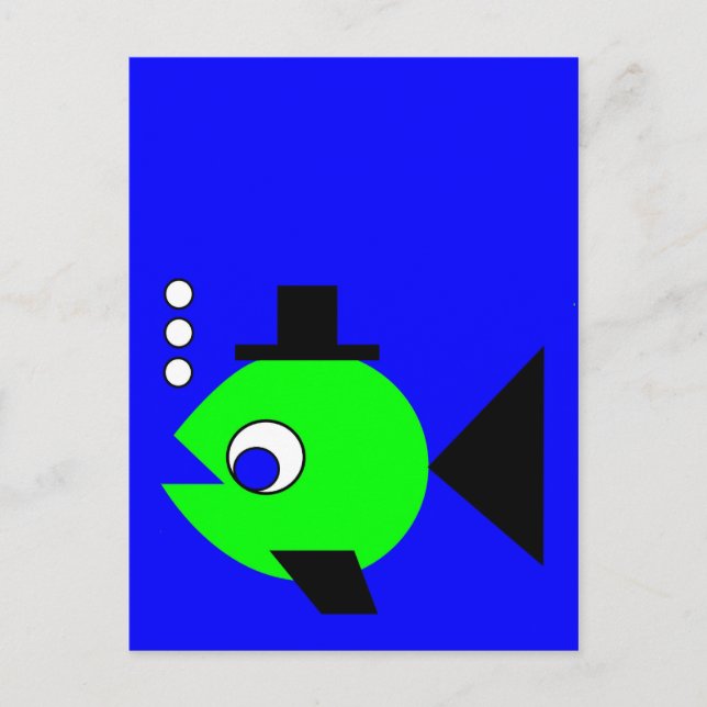 Bubbling Hat Fish Vykort (Framsida)