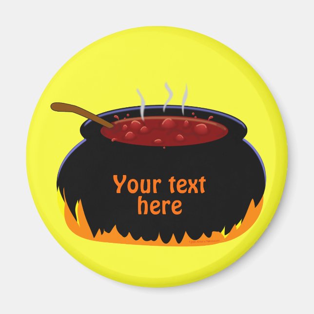 Bubbling Witch Cauldron Roligt Halloween Magnet (Framsidan)