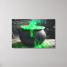 Bubbling Witch's Cauldron Halloween Canvastryck