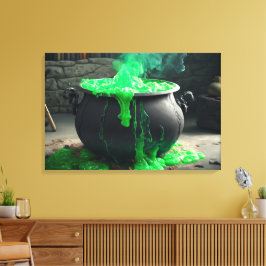 Bubbling Witch's Cauldron Halloween Canvastryck