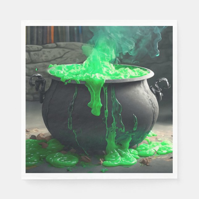 Bubbling Witch's Cauldron Halloween Pappersservett (Framsidan)