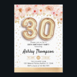 Bubblor 30års födelsedag Party-Guld Inbjudningar<br><div class="desc">Parbjudan till 30års födelsedag. Elegantens utformning i faux glitter guld med blommigt accent. Inbjudan-kort med guld nummer 30 ballonger,  skriptteckensnitt med konetti.  rosa,  vit. Perfekt för en snyggt 30 dagar firande. Berätta om du behöver anpassningsbarnas ålder.</div>