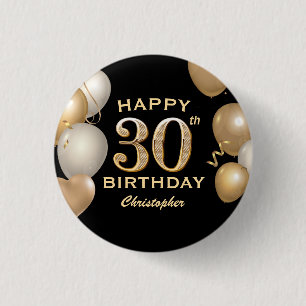 Bubblor 30års födelsedag Party och Guld Knapp