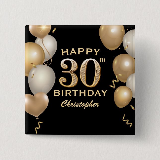 Bubblor 30års födelsedag Party och Guld Knapp (Framsida)