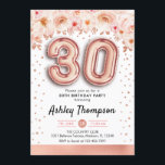 Bubblor 30års födelsedag-Party-Ro-Guld Inbjudningar<br><div class="desc">Parbjudan till 30års födelsedag. Elegantens utformning i Faux glitter ro guld med blommigt accent. Inbjudan-kort med ro guld nummer 30 ballonger,  skriptteckensnitt med konetti.  rosa,  vit. Perfekt för en snyggt 30 dagar firande. Berätta om du behöver anpassningsbarnas ålder.</div>