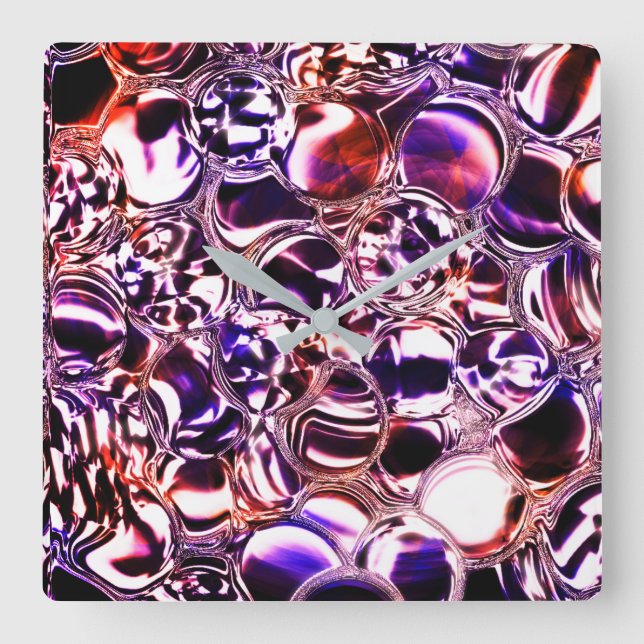 Bubblor av färg-glas eller ädelstenar? fyrkantig klocka (Framsida)