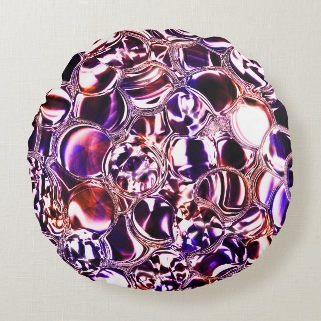 Bubblor av färg-glas eller ädelstenar? rund kudde (Framsidan)