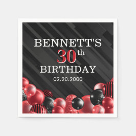 Bubblor Black Red Birthday Pappersservett