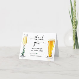Bubblor & Brews Bröllop är mappade Tack Kort