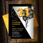 Bubblor Elegant Black | Guld 21:a födelsedagen Par Inbjudningar<br><div class="desc">Svarta ballonger som en tillbakagång till guld-tonsifferballonger ger en dramatisk fläkt till denna 21:a födelsedag i Party. Sammansatt design efter Helgdag Hearts-design (reserverade höger). Andra åldersgrupper finns i vår butik. Om du inte ser någon design för den ålder du är tittar för, kan du välja att designer meddelandet på info@holidayheartsdesigns.com...</div>