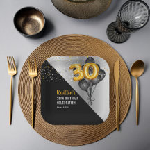Bubblor Elegant Black | GULD 30ÅRS FÖDELSEDAG PART