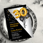 Bubblor Elegant Black | GULD 30ÅRS FÖDELSEDAG PART Inbjudningar<br><div class="desc">Svarta ballonger som en tillbakagång till guld-tonsifferballonger ger en dramatisk fläkt till 30års födelsedag Party-designen. Sammansatt design efter Helgdag Hearts-design (reserverade höger). Andra åldersgrupper finns i vår butik. Om du inte ser någon design för den ålder du är tittar för, kan du välja att designer meddelandet på info@holidayheartsdesigns.com eller via...</div>