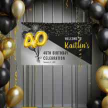Bubblor Elegant Black | Guld 40:e födelsedagen Par