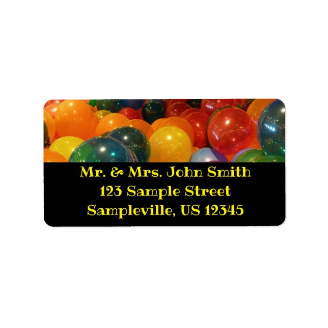 Bubblor Färgfull Party-design Adressetikett (Framsidan)