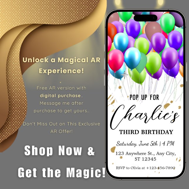 Bubblor födelsedag med Augmented-verklighet AR Inbjudningar (Skapare uppladdad)