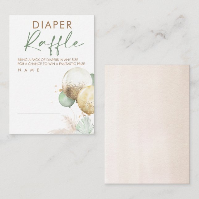 Bubblor för babyskor Diaper Raffle Biljett Tilläggskort (Fram/baksida)