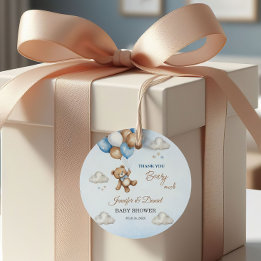 Bubblor för blå Nalle, Tack Gåvor Etiketter