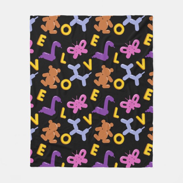 Bubblor för djur och KÄRLEK Brev Fleecefilt (Framsidan)