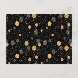 Bubblor för elegant Black & Guld Helg Vykort