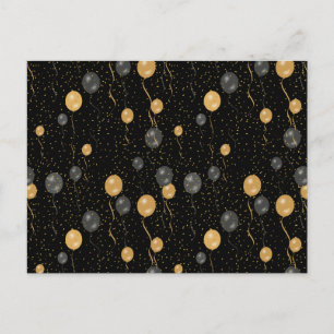 Bubblor för elegant Black & Guld Helg Vykort