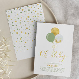 Bubblor för grönt och Guld | Oh Pojke Baby Shower Inbjudningar