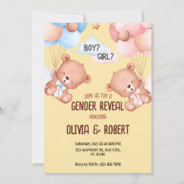 Bubblor för inbjudan att visa Gender för nalle