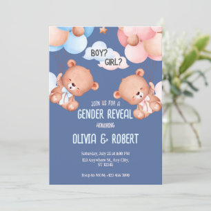Bubblor för inbjudan att visa Gender för nalle