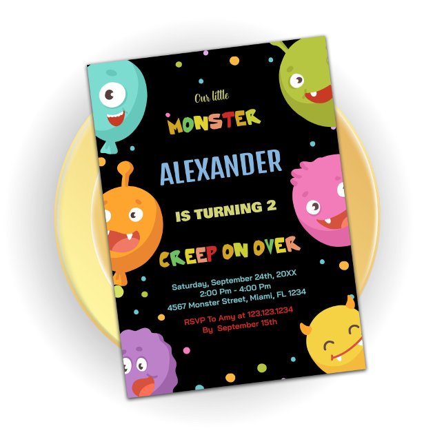  bubblor för måndagsinbjudningar inbjudningar (Monster Birthday Invitations Balloons Blacks)