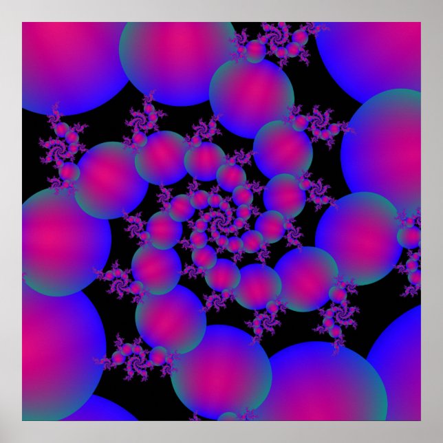 Bubblor för rosa och blå Spiral Poster (Framsidan)