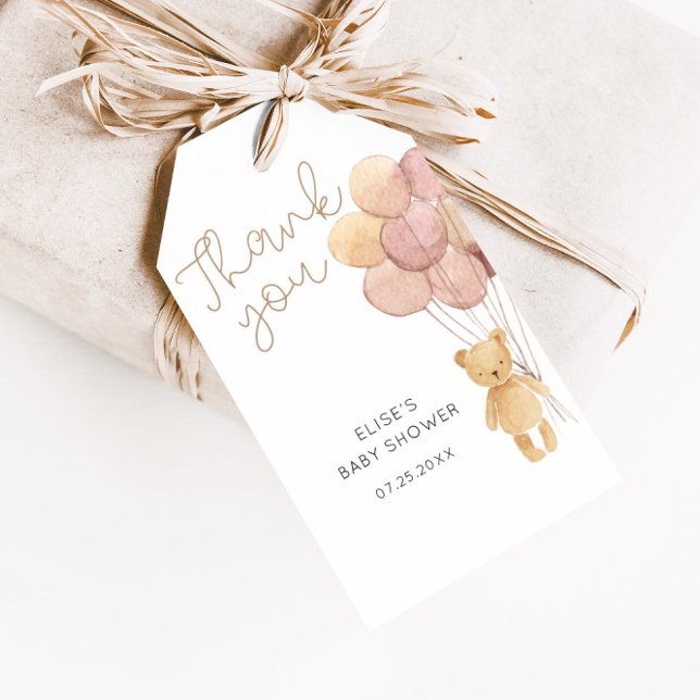 Bubblor för vattenfärgsfärgers Nalle Presentetikett (Skapare uppladdad)