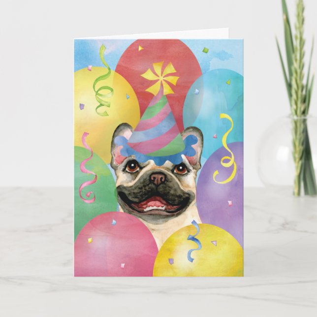 Bubblor Fransk Bulldog Card Kort (Framsida)