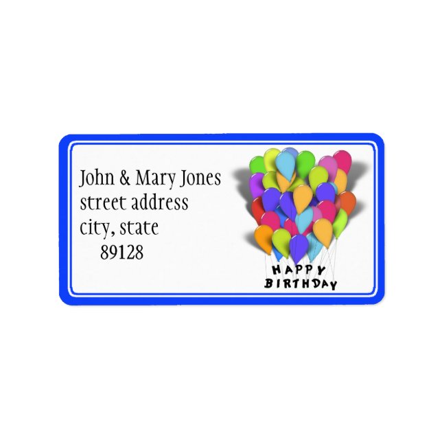 Bubblor grattis på födelsedagen-Party Adressetikett (Framsidan)