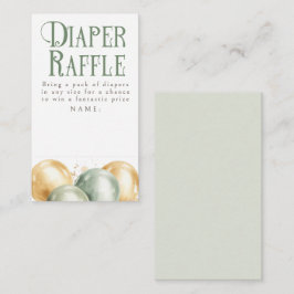 Bubblor Grönt Diaper Raffle Baby Shower Biljett Tilläggskort