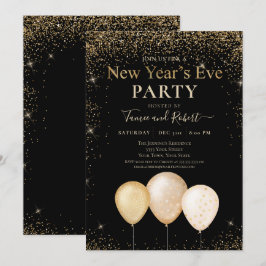 Bubblor guld Glitter Nyårsafton Party Inbjudningar