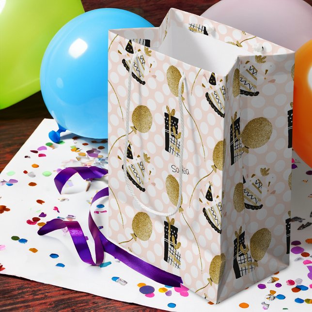 Bubblor guld Glitter och Party Hats Barns födelsed (Skapare uppladdad)