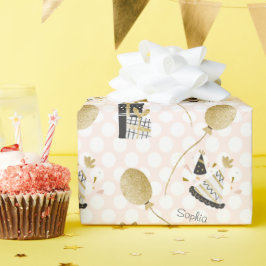 Bubblor guld Glitter och Party Hats Barns födelsed Presentpapper