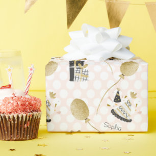 Bubblor guld Glitter och Party Hats Barns födelsed Presentpapper