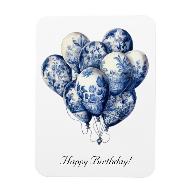 Bubblor i Delft Blue, anpassade Magnet (Vertikal)