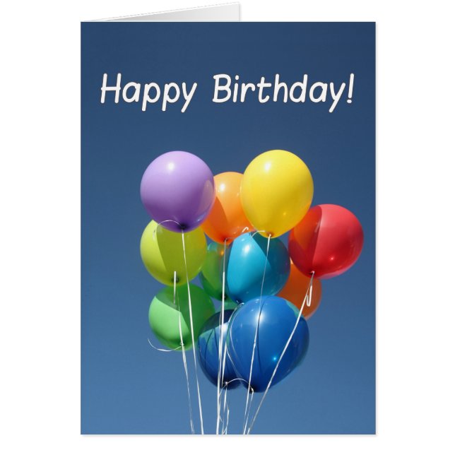 Bubblor i Färgaden grattis på födelsedagen i blå h Hälsningskort (Framsidan)