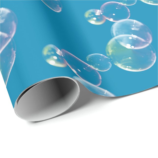Bubblor i soap på blå presentpapper (Rullad Hörn)